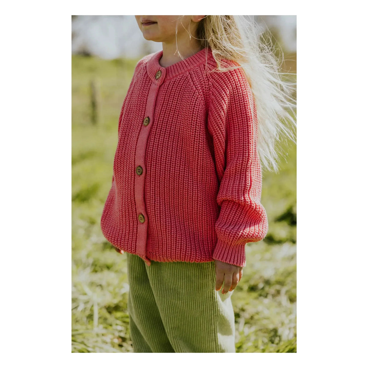 Yuki - Organic Cotton Raglan Cardigan | Blush