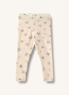 Wheat - Agi Floral Print Tights Merino Wool | Ivory