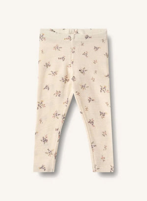 Wheat - Agi Floral Print Tights Merino Wool | Ivory