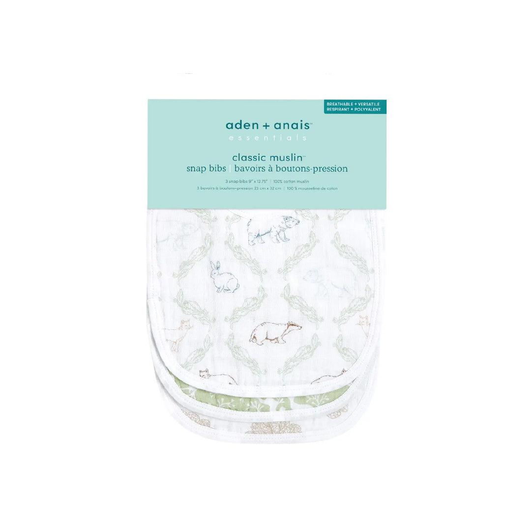 aden + anais Essentials Cotton Muslin Baby Snap Bibs - 3 Pack - Harmony-Bibs-Harmony- | Natural Baby Shower