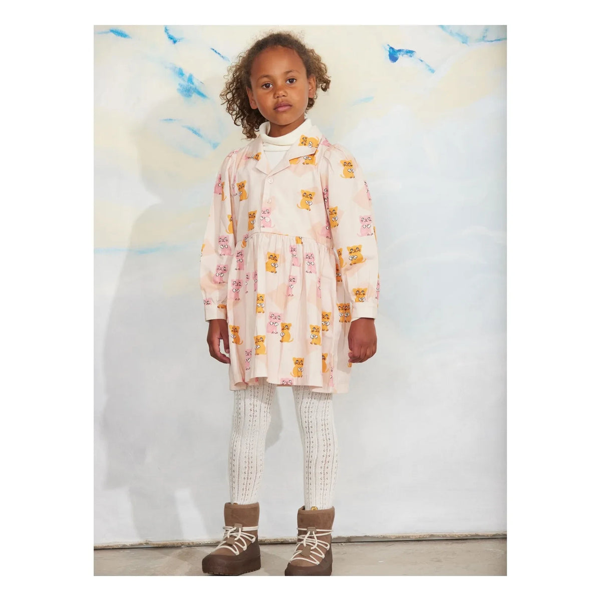 Mini Rodini - Organic Cotton Kitten Dress | Cream