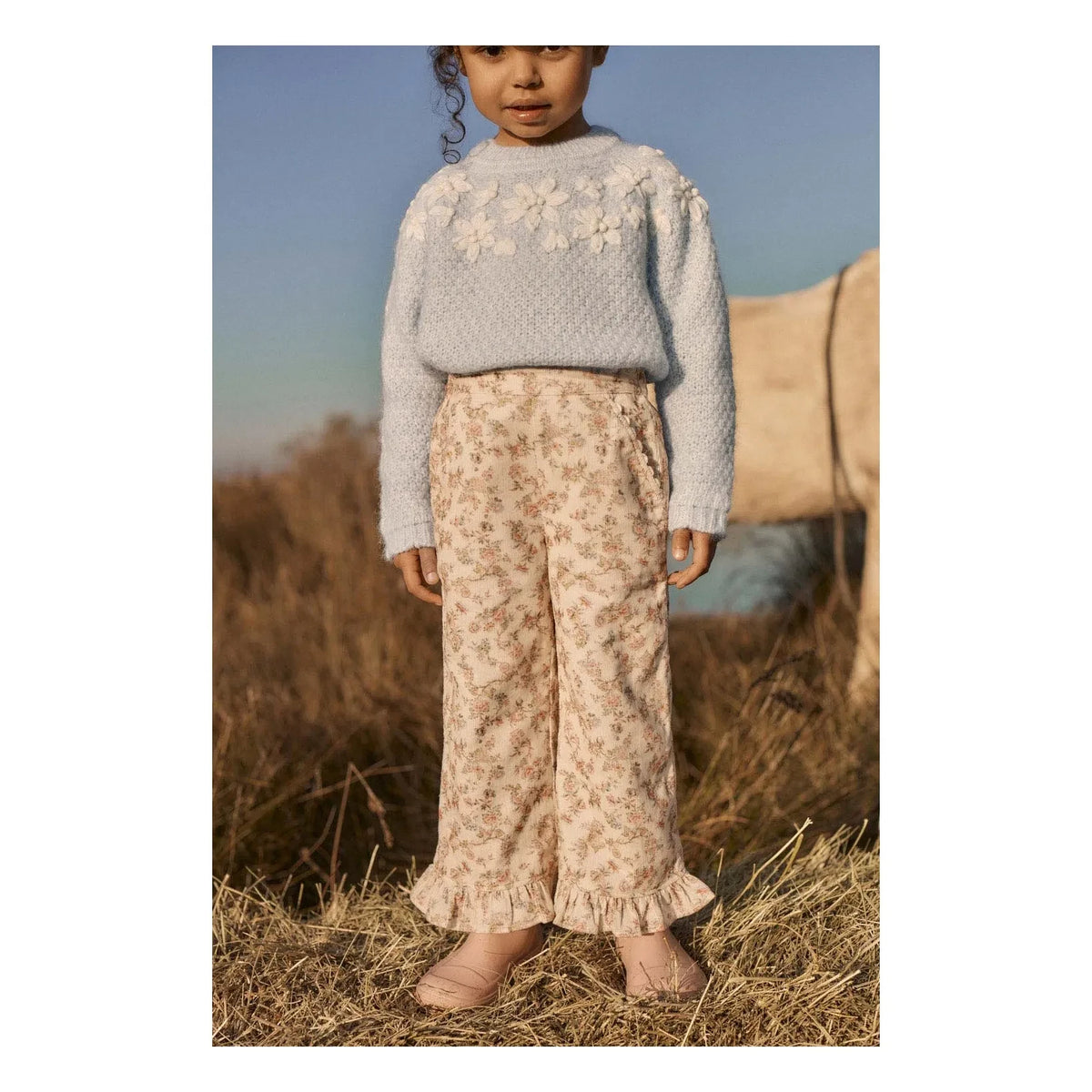 Louise Misha - Floral Organic Cotton Pants | Cream