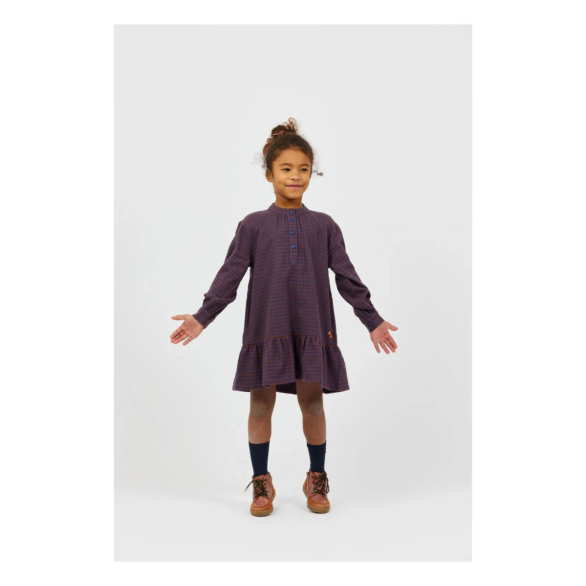 Arsène et Les Pipelettes - Organic Cotton Vichy Dress | Brown