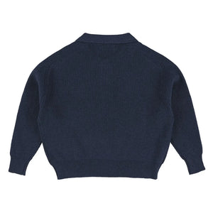 Morley - Zietse Knitted Polo Shirt | Denim Blue