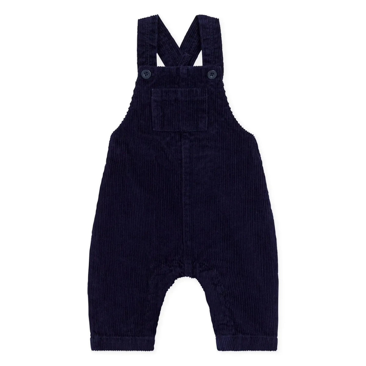 Petit Bateau - Plain Velvet Organic Cotton Overall | Midnight Blue