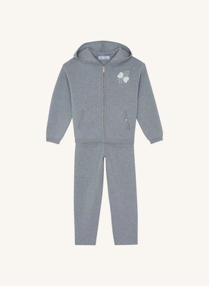 Tartine et Chocolat - Knitted Vest and Jogger Set | Melange grey