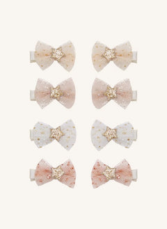 Mimi & Lula - Set of 8 Tulle Bow Hair Clips | Light Pink