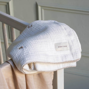 Avery Row Embroidered Muslin Blanket - Little Farm-Blankets-Little Farm- | Natural Baby Shower