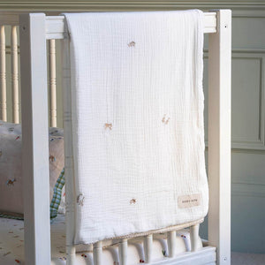 Avery Row Embroidered Muslin Blanket - Little Farm-Blankets-Little Farm- | Natural Baby Shower
