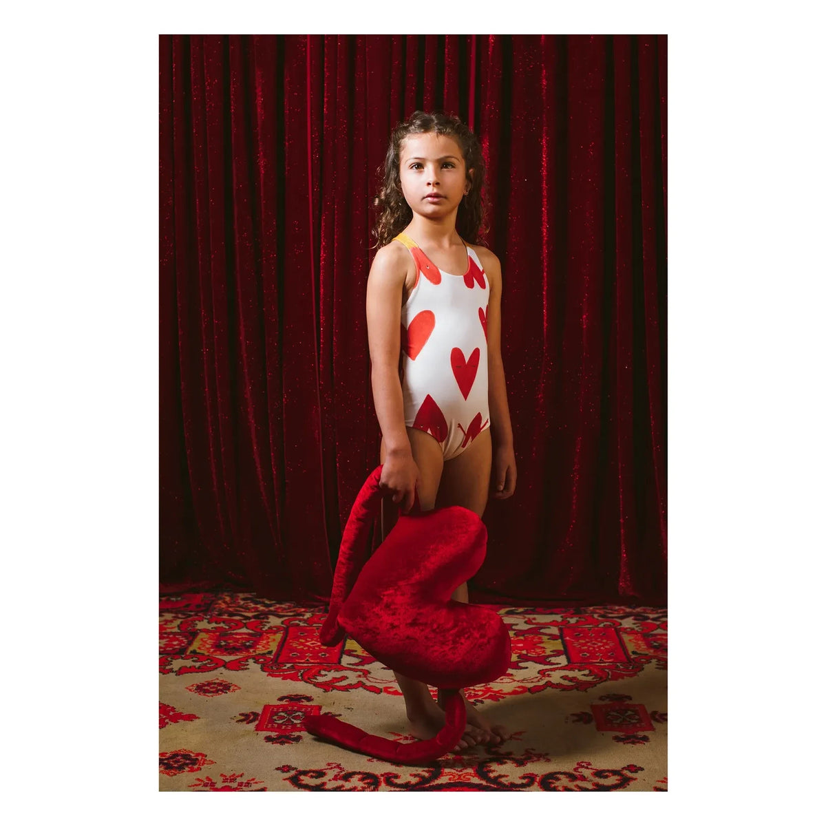Pepita & Me - Cross-Strap Heart Pattern Swimsuit | Cream