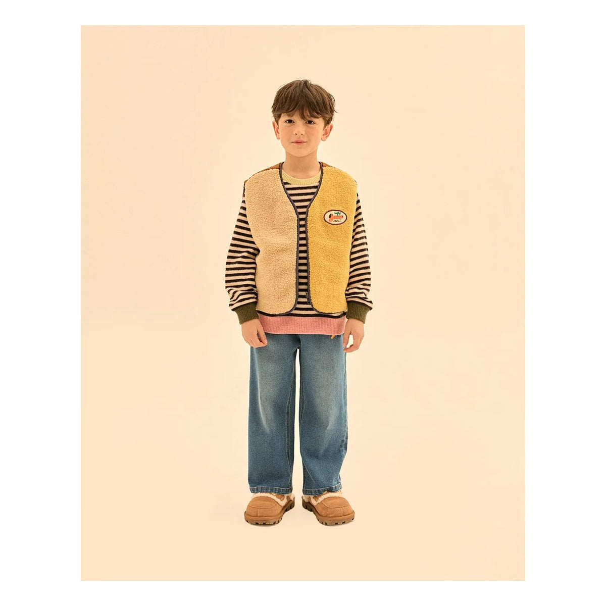 Jelly Mallow - Reversible Colorblock Sherpa-Style Sleeveless Jacket | Navy