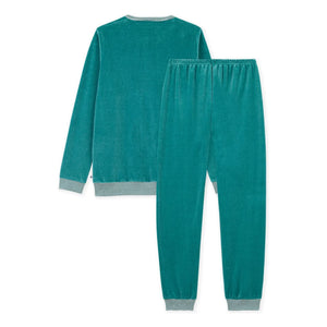 Petit Bateau - Uni Velvet Pajamas | Forest Green