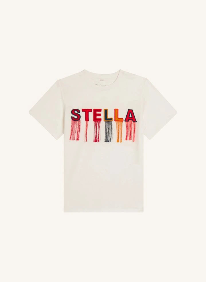 Stella McCartney Kids - Fringed T-Shirt Stella Organic Cotton | Ivory