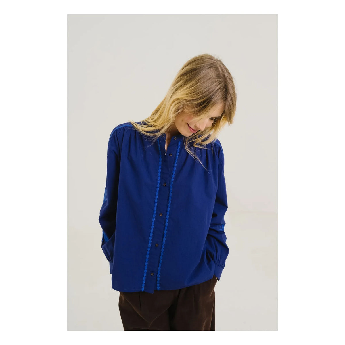 Sacrécoeur - Ella Calypso Embroidered Blouse | Blue