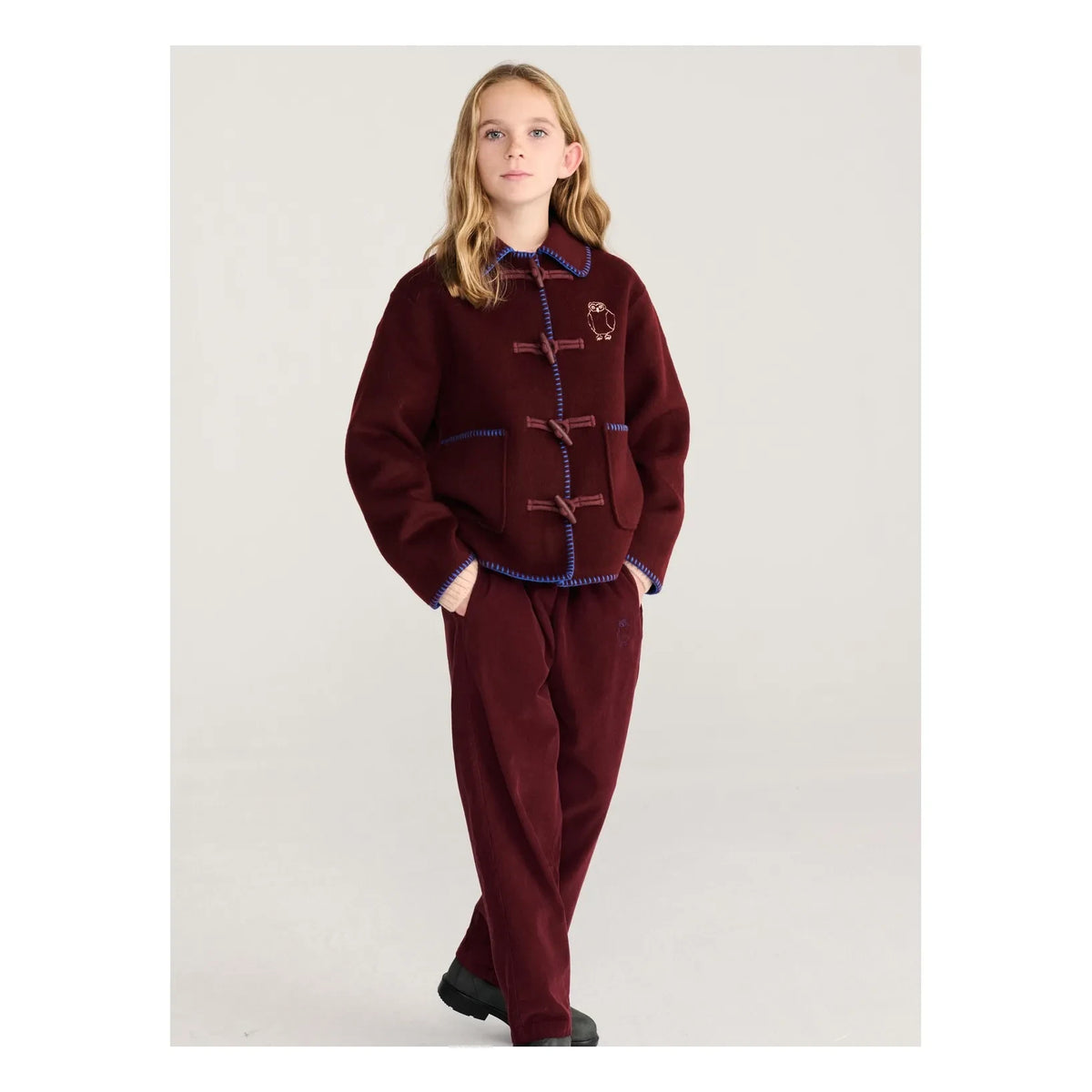 Bobo Choses - Wool Owl Coat | Burgundy