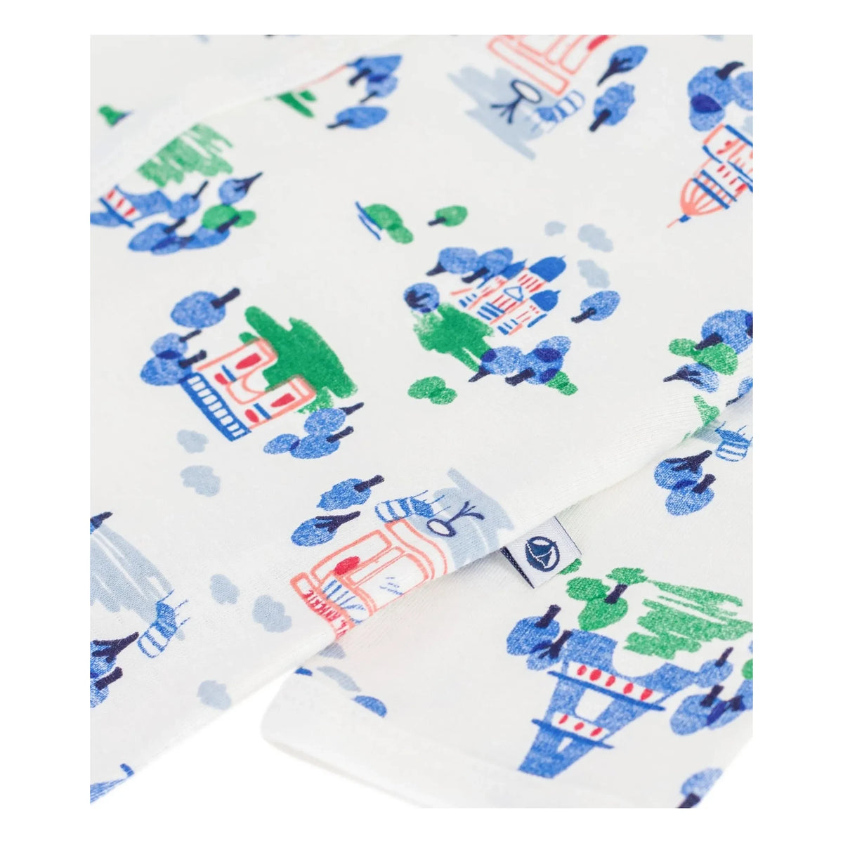 Petit Bateau - Sleep Beautiful Pajamas Eiffel Tower Organic Cotton | White