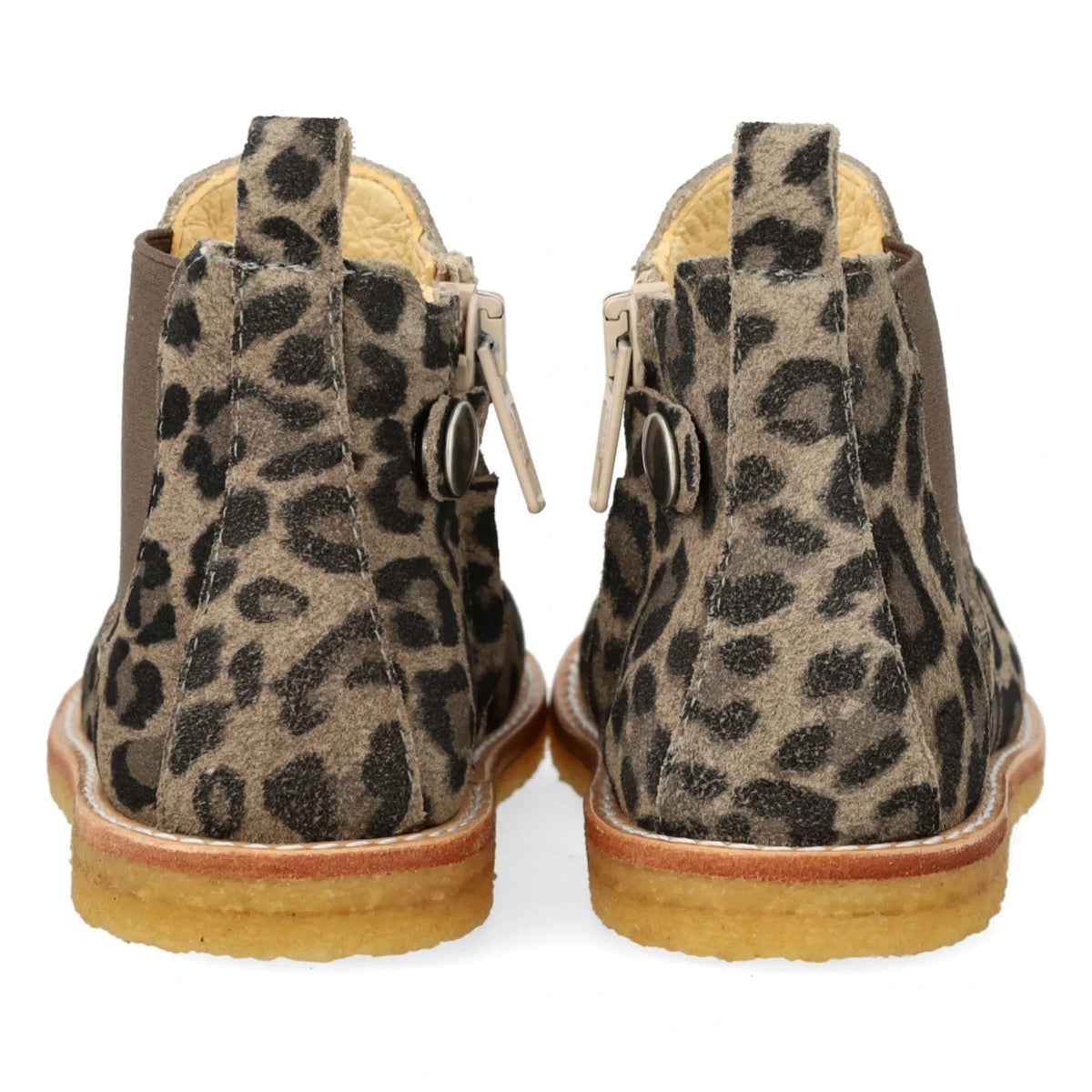 Angulus - Leopard Chelsea Boots with Zipper | Taupe Brown