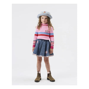 Goldie + Ace - Blue Denim Floral Pattern Skirt