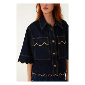 Farm Rio - Short Ruffled Shirt | Denim Brut