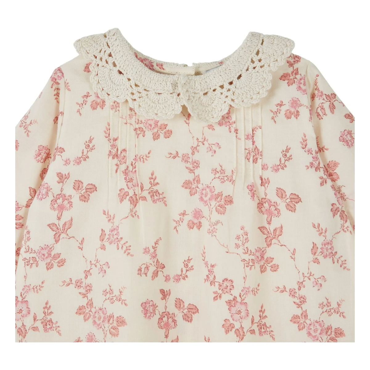 Emile et Ida - Organic Cotton Crochet Collar Dress | Ecru