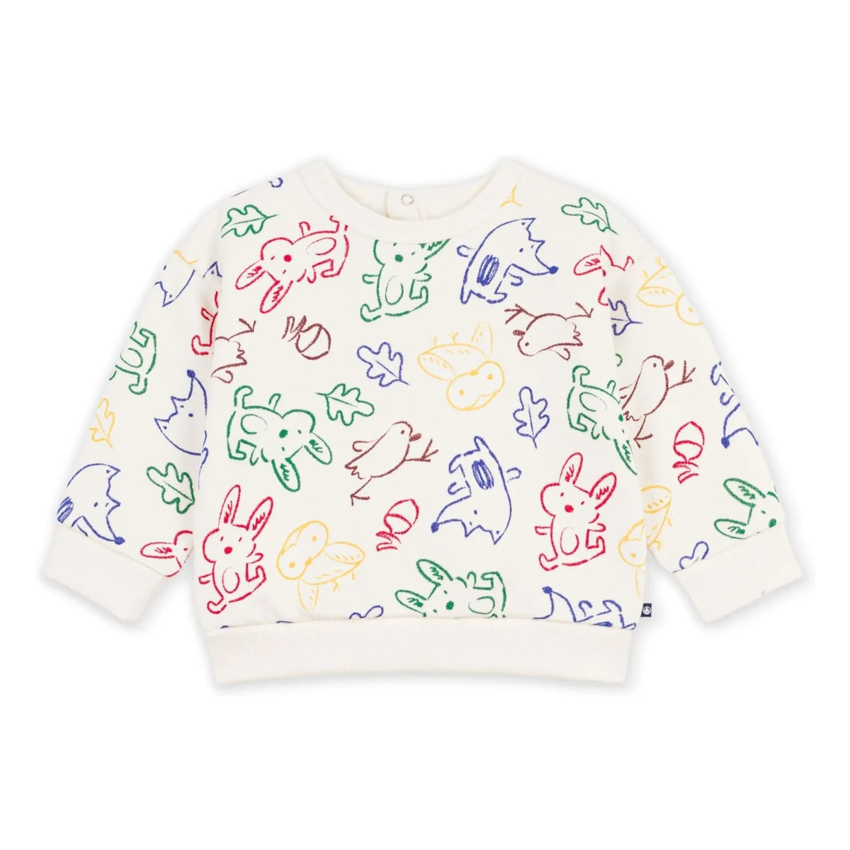 Petit Bateau - Sweat Animals Baby Organic Cotton | Ecru