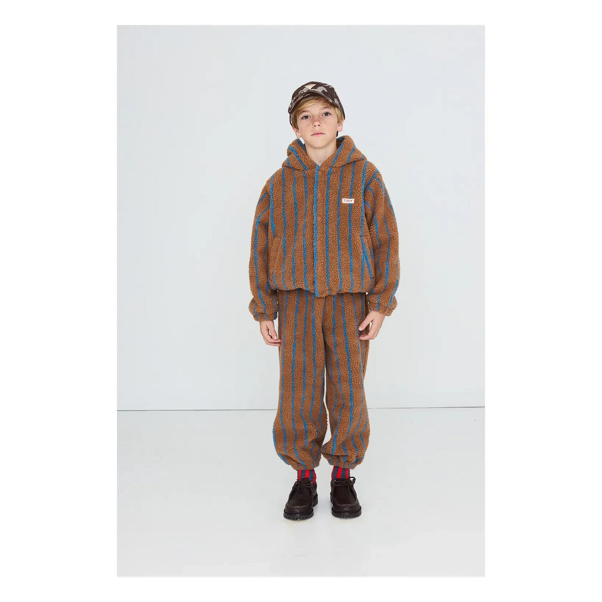 Tinycottons - Striped Sherpa Style Jacket | Brown