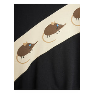 Mini Rodini - Striped Mouse Sweatshirt Organic Cotton | Black
