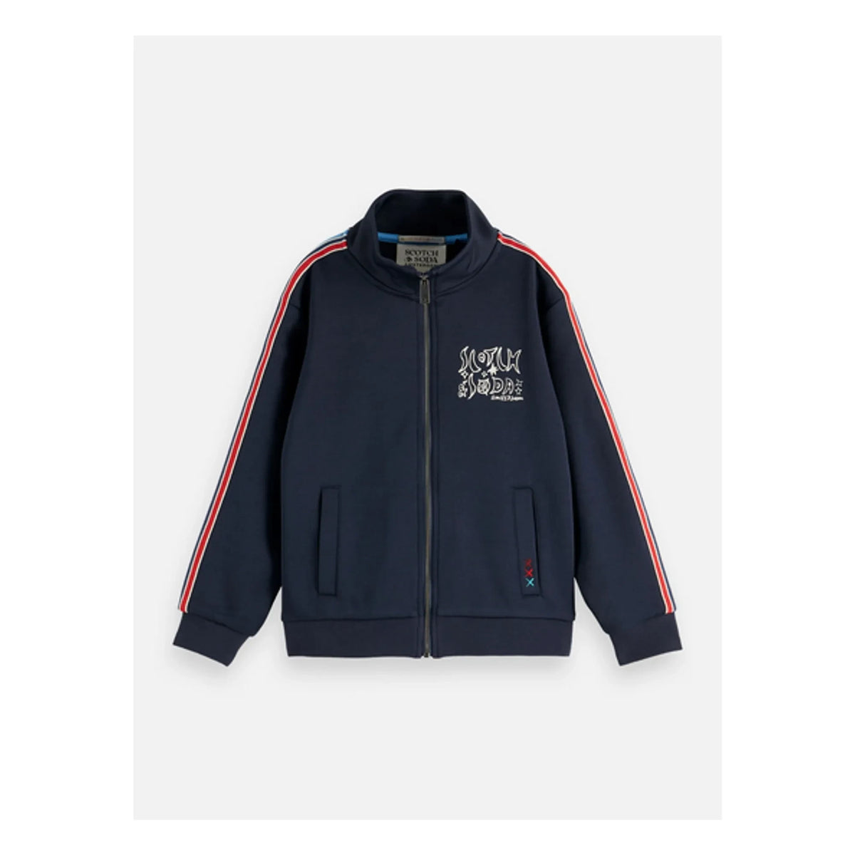 Scotch & Soda - Striped Zip-up Sweatshirt | Navy Blue