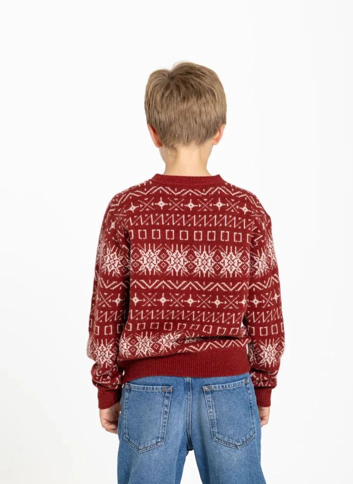 Hundred Pieces - Mika Jacquard Merino Wool Sweater | Dark Red