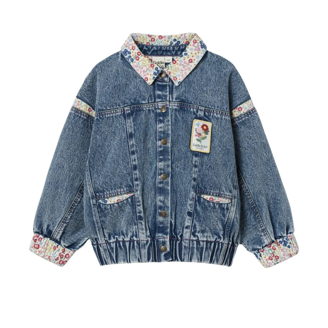 Goldie + Ace - Floral Collar Denim Jacket | Blue