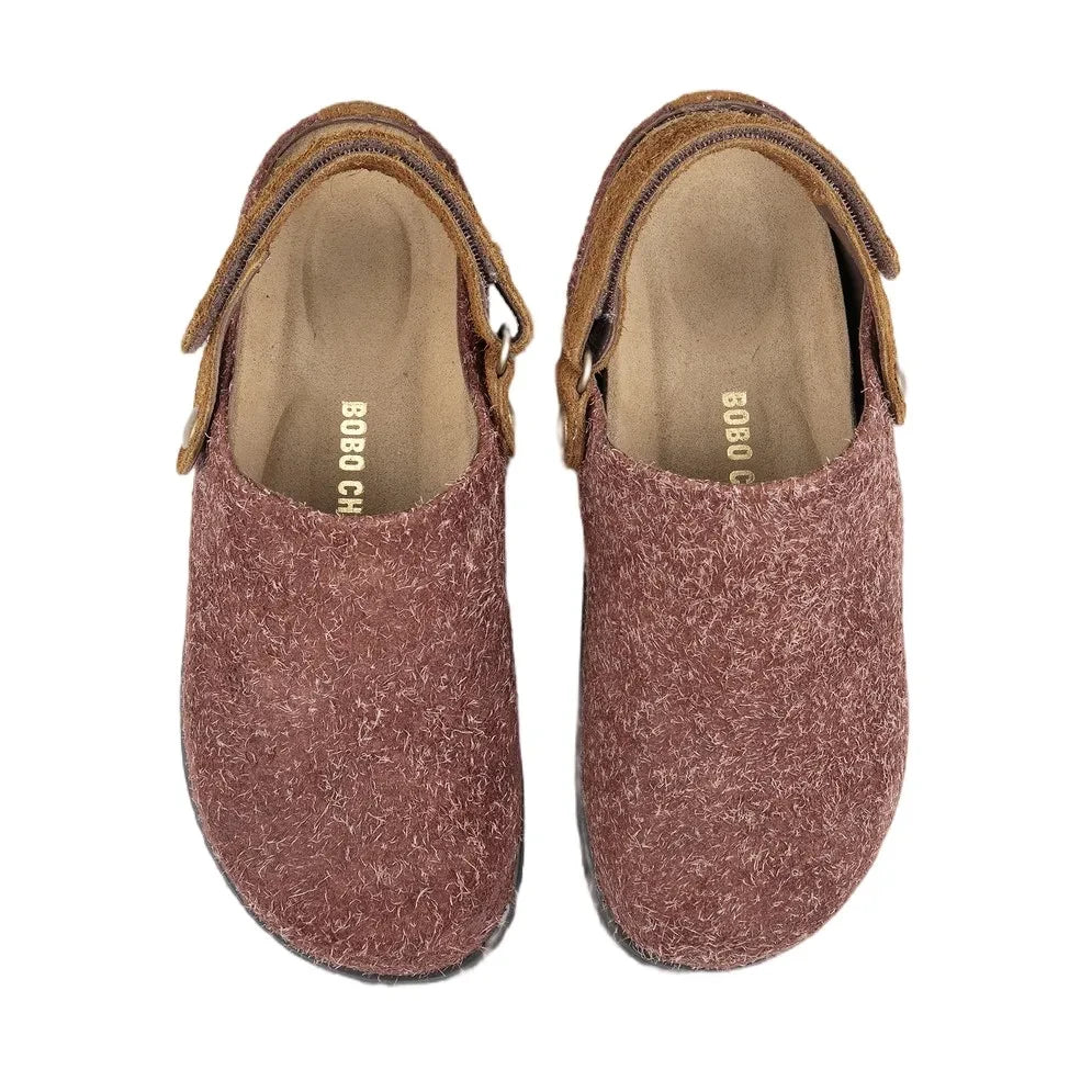 Bobo Choses - Garden Fur Leather Slippers | Dark Brown