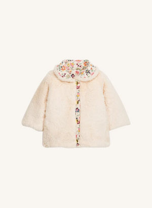 Louise Misha - Dalila Reversible Faux Fur Coat Organic Cotton | Cream
