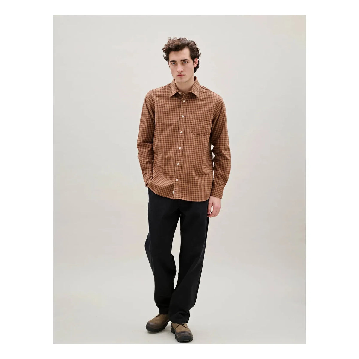 Forét - Ridge Check Flannel Shirt | Rust