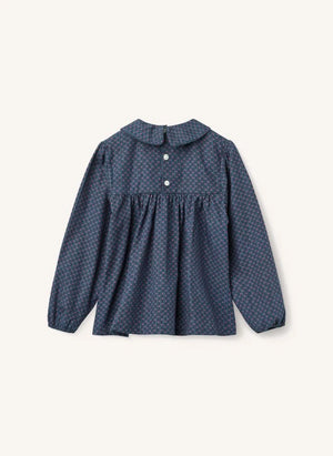 Copenhagen Colors - Organic Cotton Floral Gathered Blouse | Navy