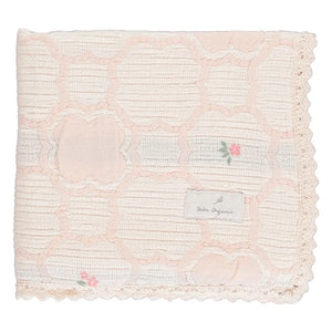 Bebe Organic - Cleo Floral Pattern Organic Cotton Blanket | Powder Pink