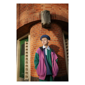 Repose AMS - Striped Organic Cotton Polo Collar Sweatshirt | Green