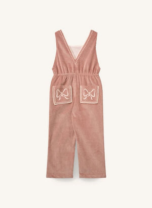 Copenhagen Colors - Organic Cotton Ribbed Velvet Embroidered Jumpsuit | Dusty Pink