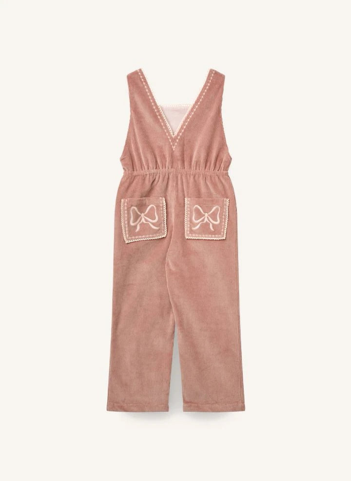 Copenhagen Colors - Organic Cotton Ribbed Velvet Embroidered Jumpsuit | Dusty Pink