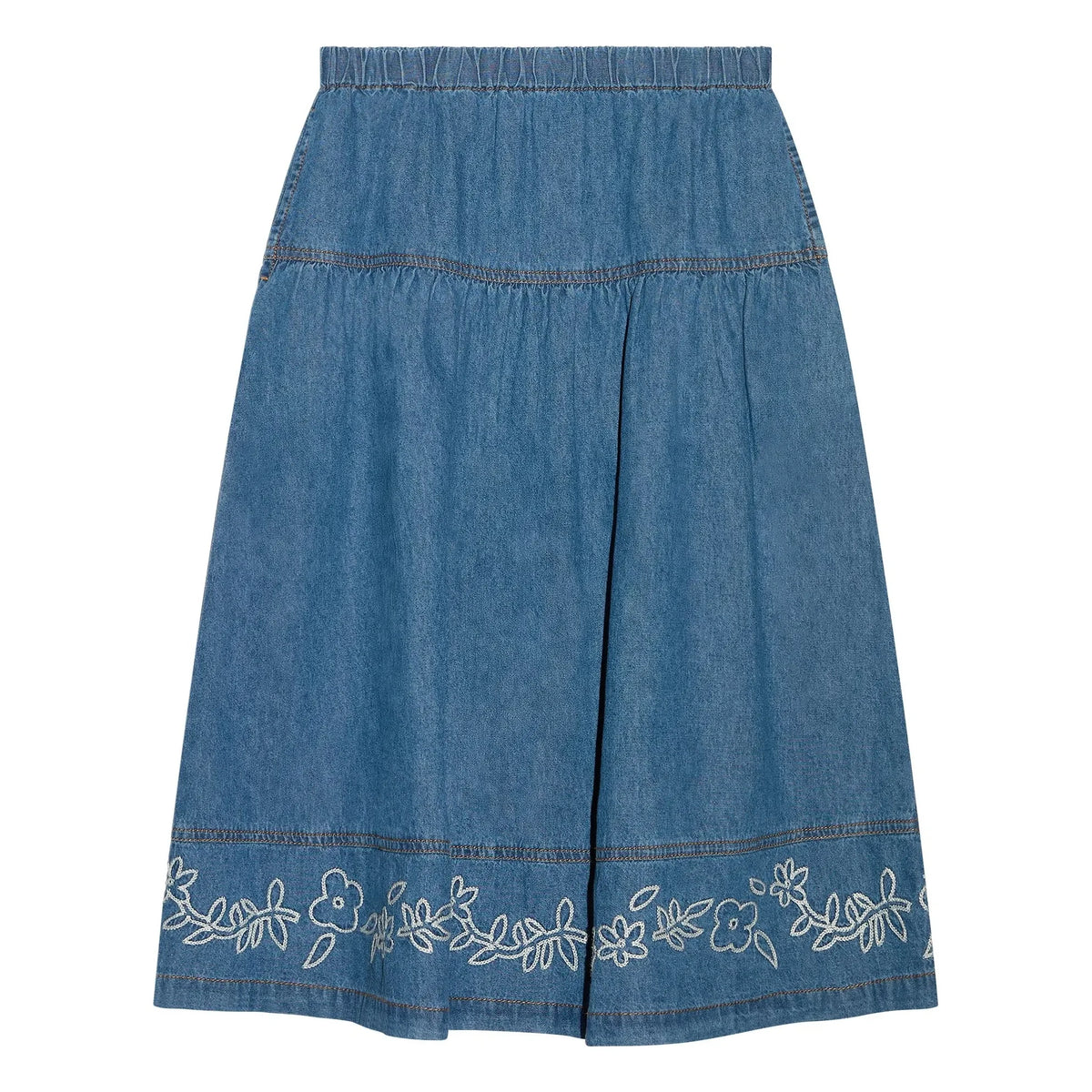 Hundred Pieces - Cally Embroidered Skirt | Denim Blue