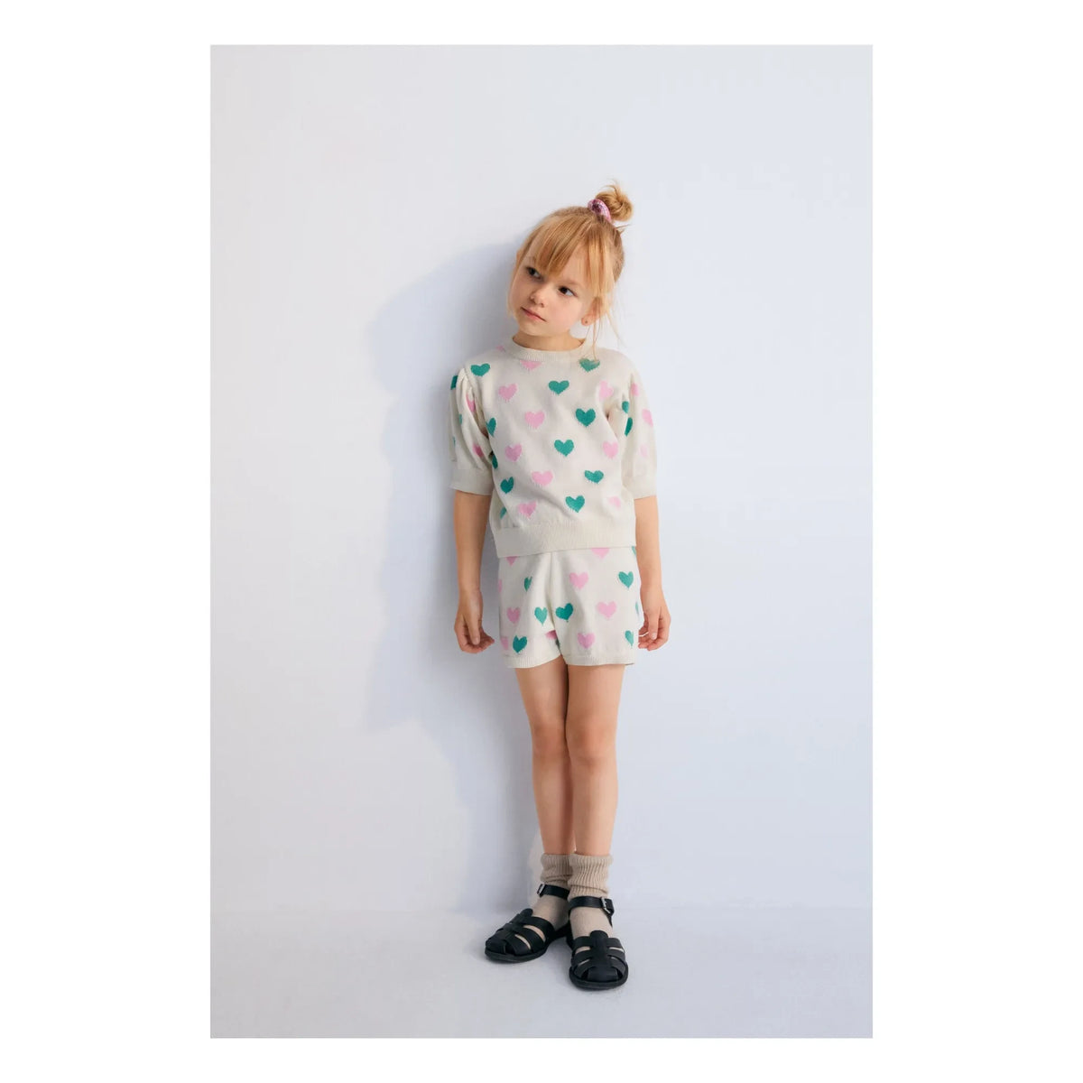 the new society - Organic Cotton Oia Heart Shorts | Ecru