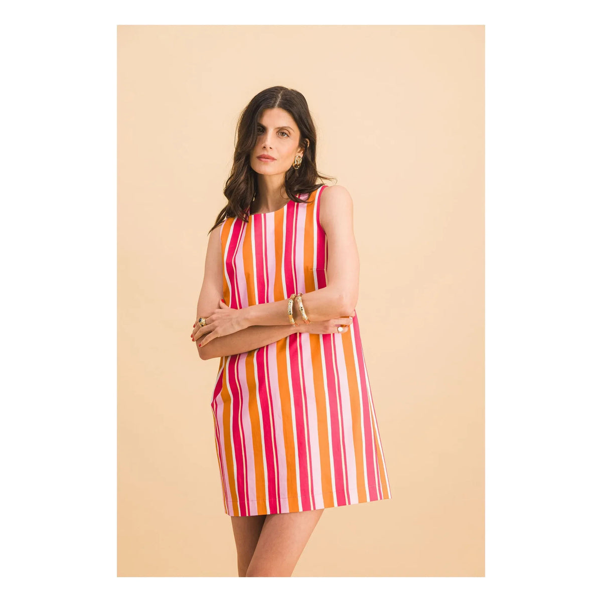 Elise Chalmin - Jane Cotton Striped Dress | Red