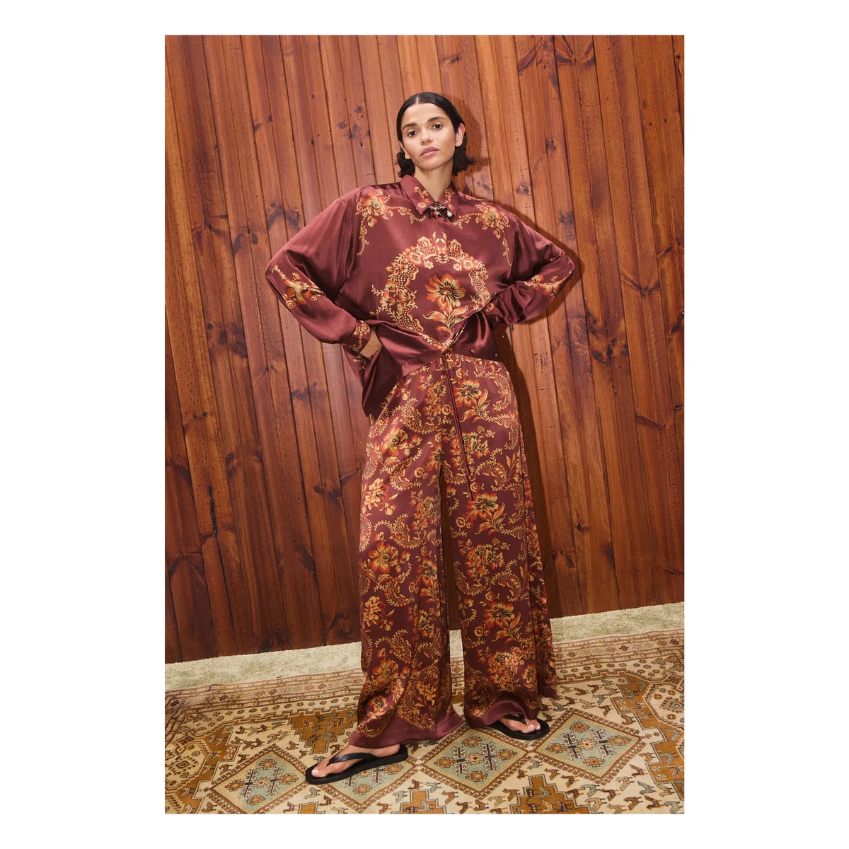 Alémais - Seraphina Silk Pants | Burgundy