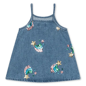 Konges Sløjd - Magot Denim Organic Cotton Sequin Dress | Blue