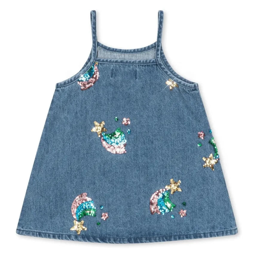 Konges Sløjd - Magot Denim Organic Cotton Sequin Dress | Blue
