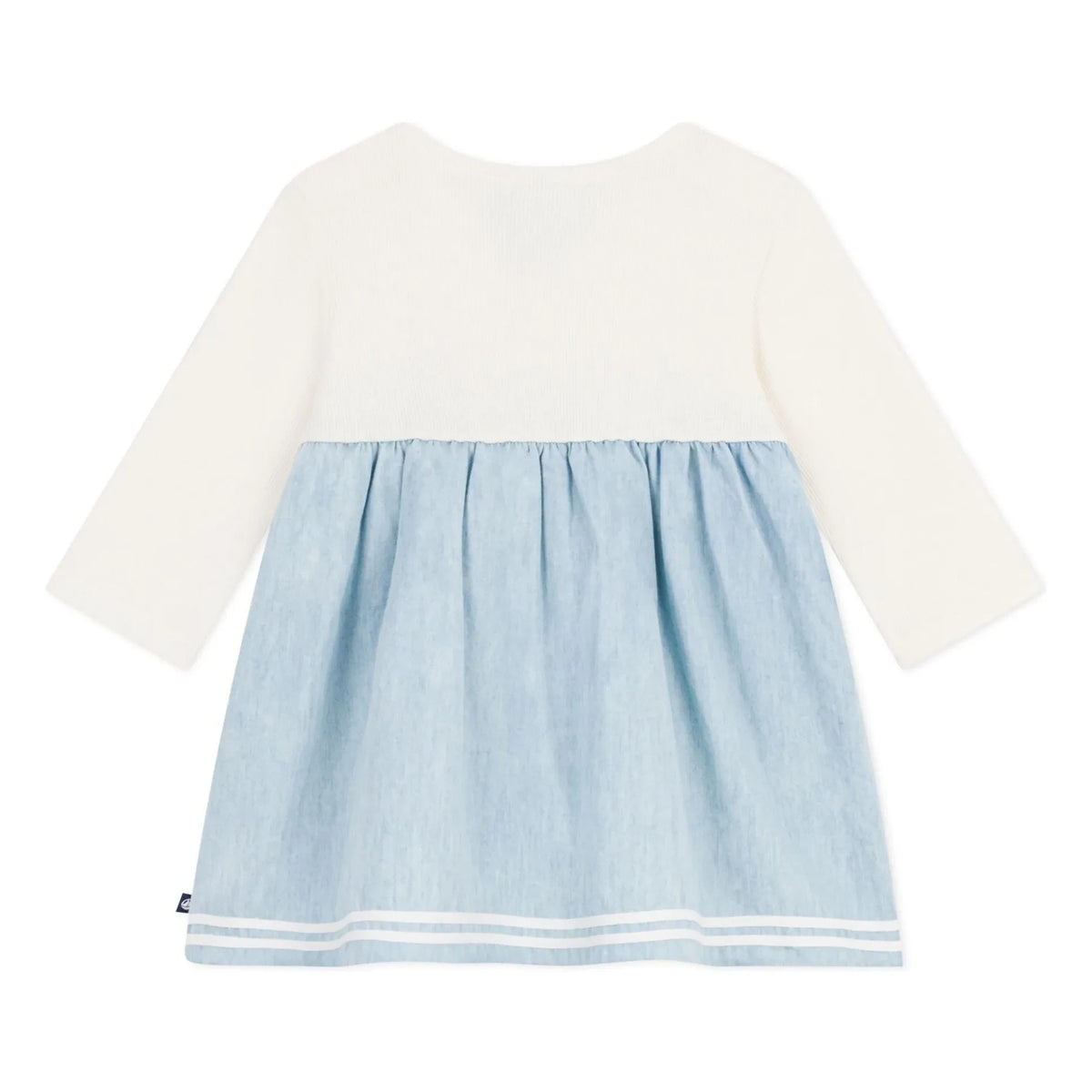 Petit Bateau - Chambray Gathered Dress | Ecru