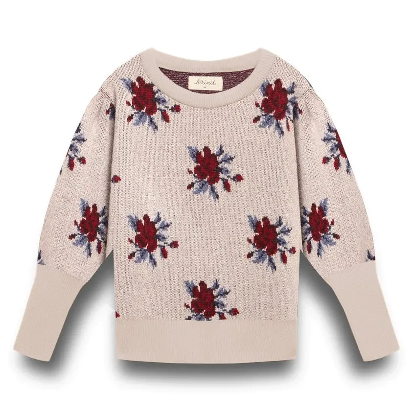 birinit - Colette Flowers Merino wool sweater | Ivory