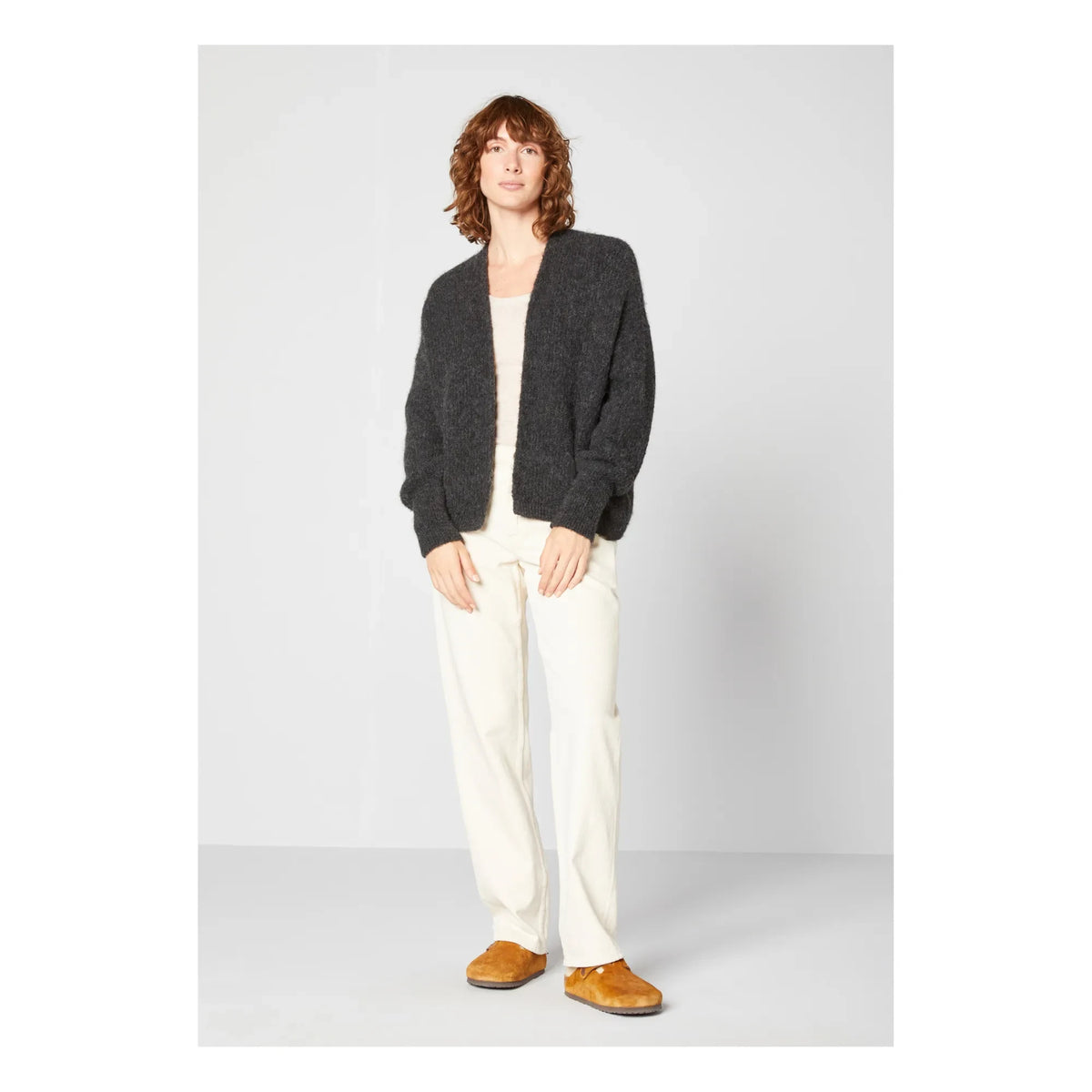 American Vintage - Eastern Shawl Collar Alpaca Wool Cardigan | Mélange charcoal gray
