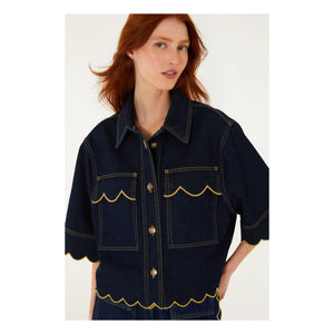 Farm Rio - Short Ruffled Shirt | Denim Brut