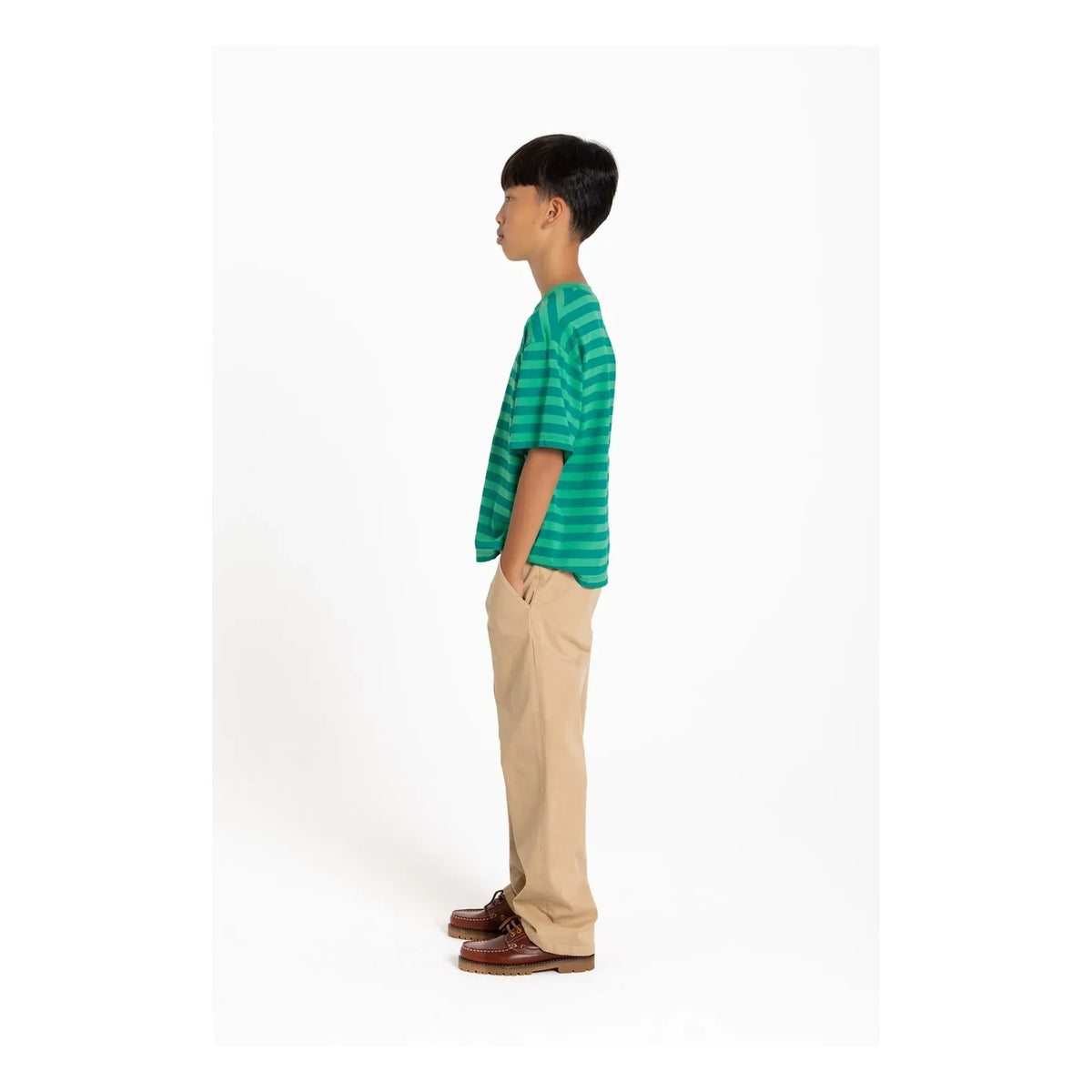 Smallable Kid - Nils Striped Organic Cotton T-shirt | Emerald green