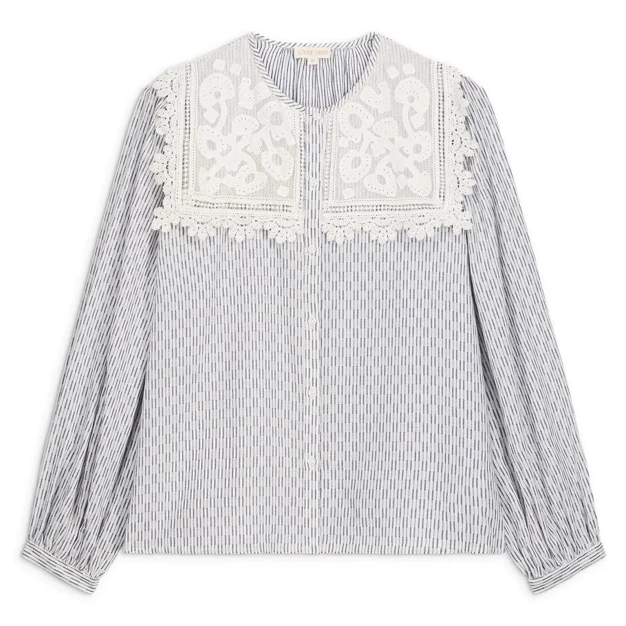 Louise Misha - Kitalle Cotton Striped Blouse | Cream